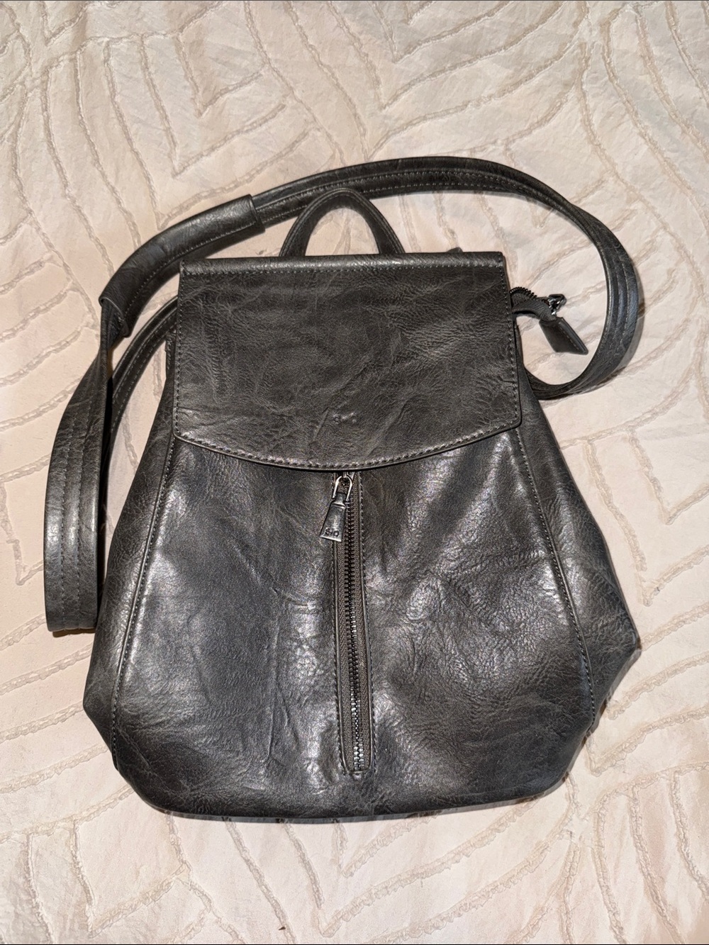 Black Leather Backpack Purse - Unbranded
